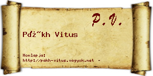 Pákh Vitus névjegykártya